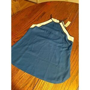 New XSP Ann Taylor Petite Sleeveless Black Blue White Shirt Top NWT